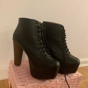 Platform Lace Up Bootie Heels